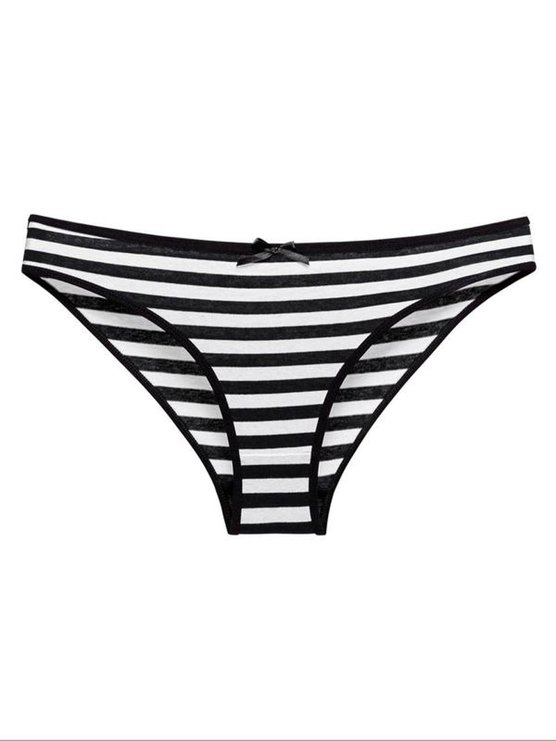 Striped Bow Thong Panties