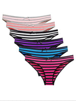 Striped Bow Thong Panties