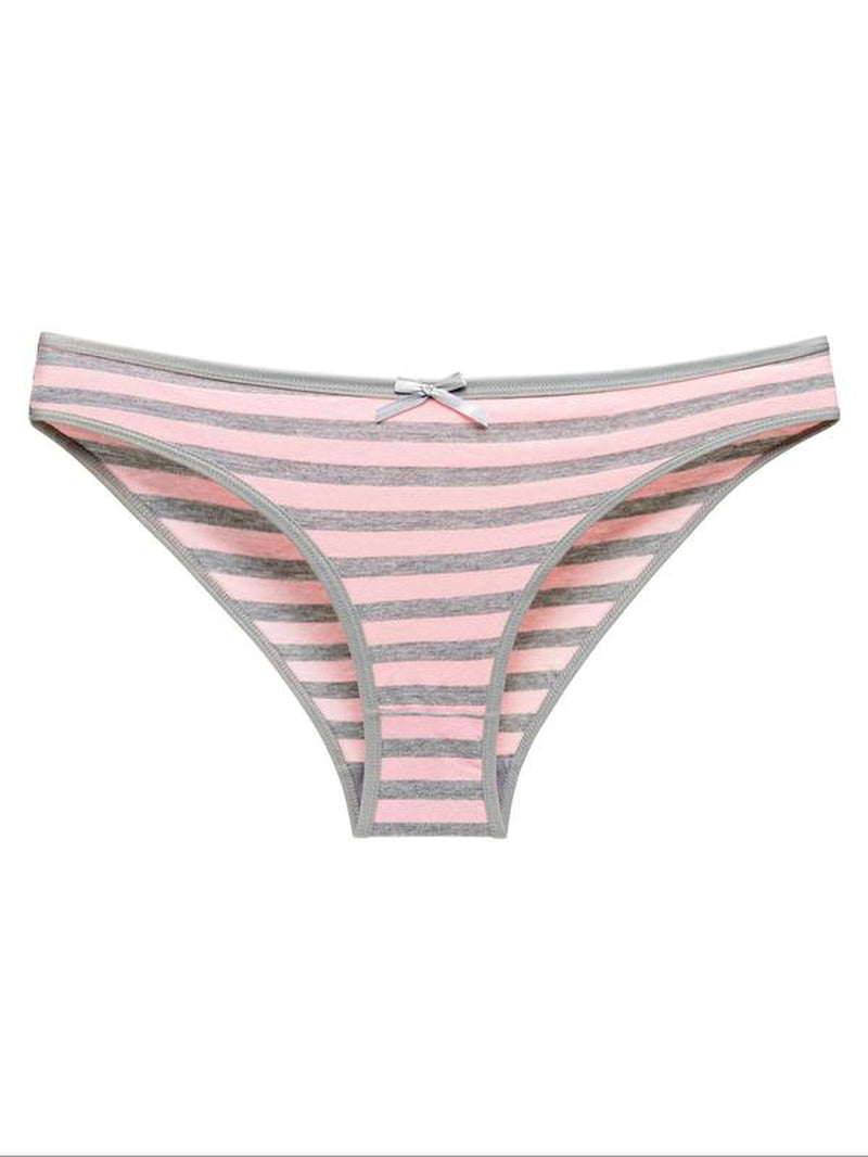 Striped Bow Thong Panties